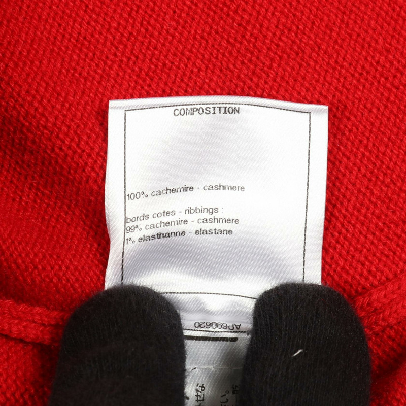 香奈兒 COCO Mark 珠寶紐扣開襟羊毛衫 #36 P74231K10636 23C 羊絨紅色 二手-3