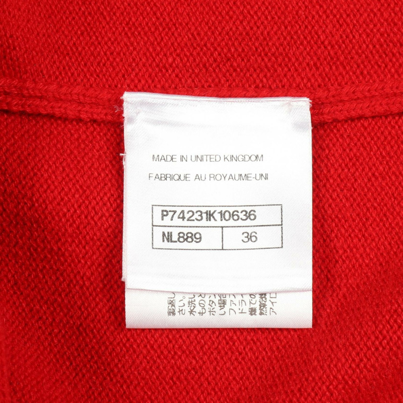 香奈兒 COCO Mark 珠寶紐扣開襟羊毛衫 #36 P74231K10636 23C 羊絨紅色 二手-4