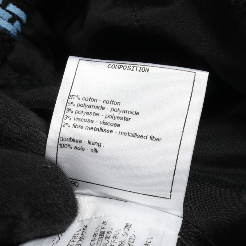 香奈兒 COCO 標誌紐扣斜紋軟呢迷你裙 #34 P72501V64261 棉尼龍 黑色-3