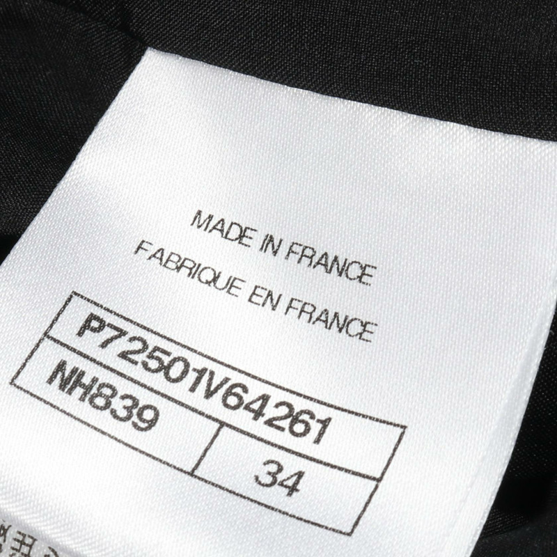 香奈兒 COCO 標誌紐扣斜紋軟呢迷你裙 #34 P72501V64261 棉尼龍 黑色-4