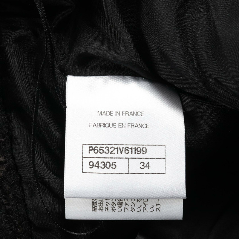 香奈兒 COCO 標誌紐扣斜紋軟呢半身裙 #34 P65321V61199 黑色羊毛二手女裝-3