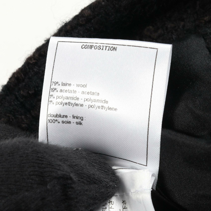 香奈兒 COCO 標誌紐扣斜紋軟呢半身裙 #34 P65321V61199 黑色羊毛二手女裝-4