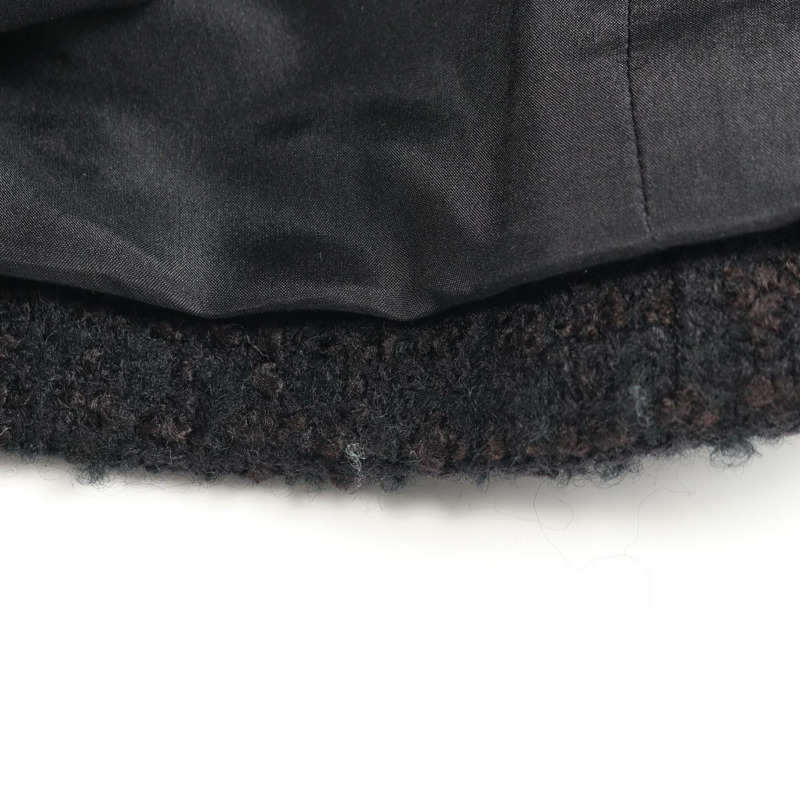 香奈兒 COCO 標誌紐扣斜紋軟呢半身裙 #34 P65321V61199 黑色羊毛二手女裝-6