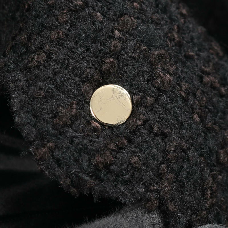 香奈兒 COCO 標誌紐扣斜紋軟呢半身裙 #34 P65321V61199 黑色羊毛二手女裝-7