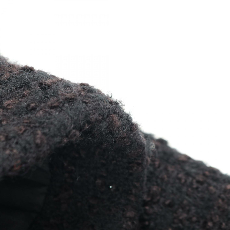 香奈兒 COCO 標誌紐扣斜紋軟呢半身裙 #34 P65321V61199 黑色羊毛二手女裝-8