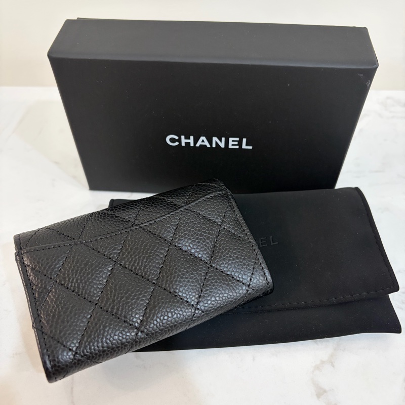 CHANEL 經典單層卡包荔枝牛皮-9