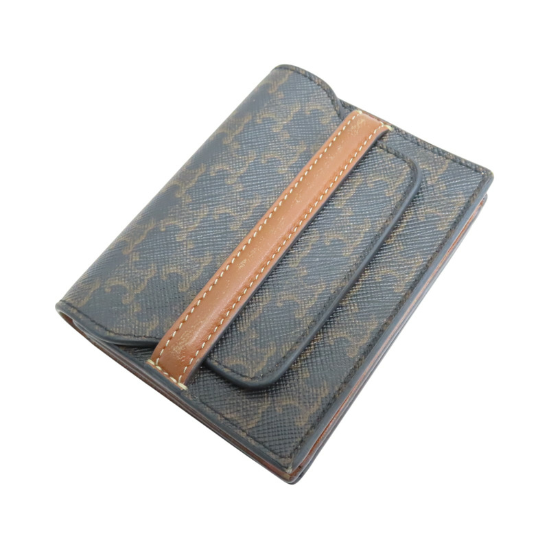 棕色 Triomphe 帆布 Origami 標誌印花 卡夾 名片夾【CELINE 賽琳】 10D902BZ9.04LU-2