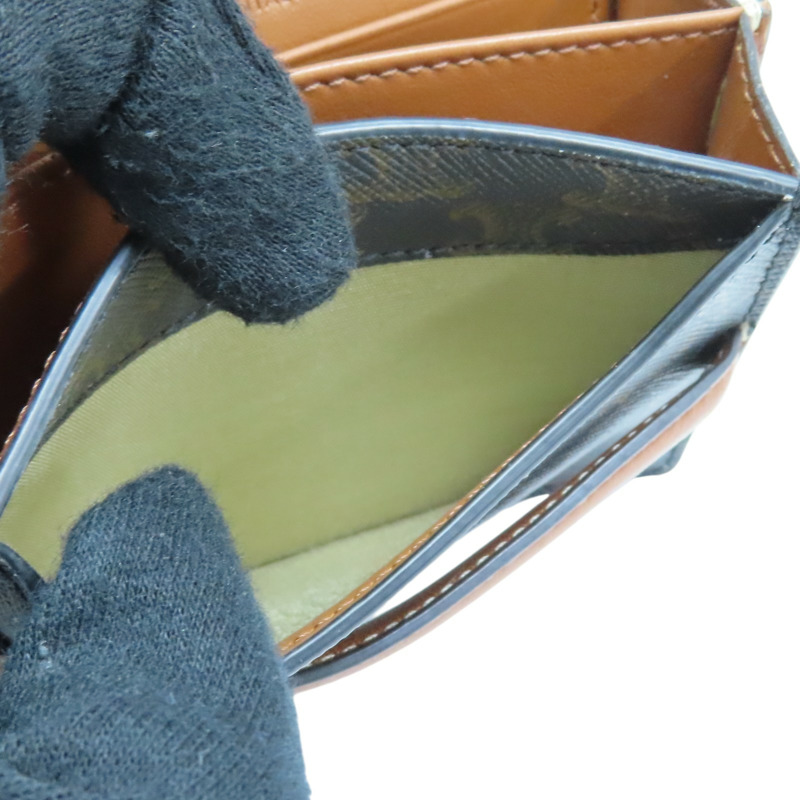 棕色 Triomphe 帆布 Origami 標誌印花 卡夾 名片夾【CELINE 賽琳】 10D902BZ9.04LU-5