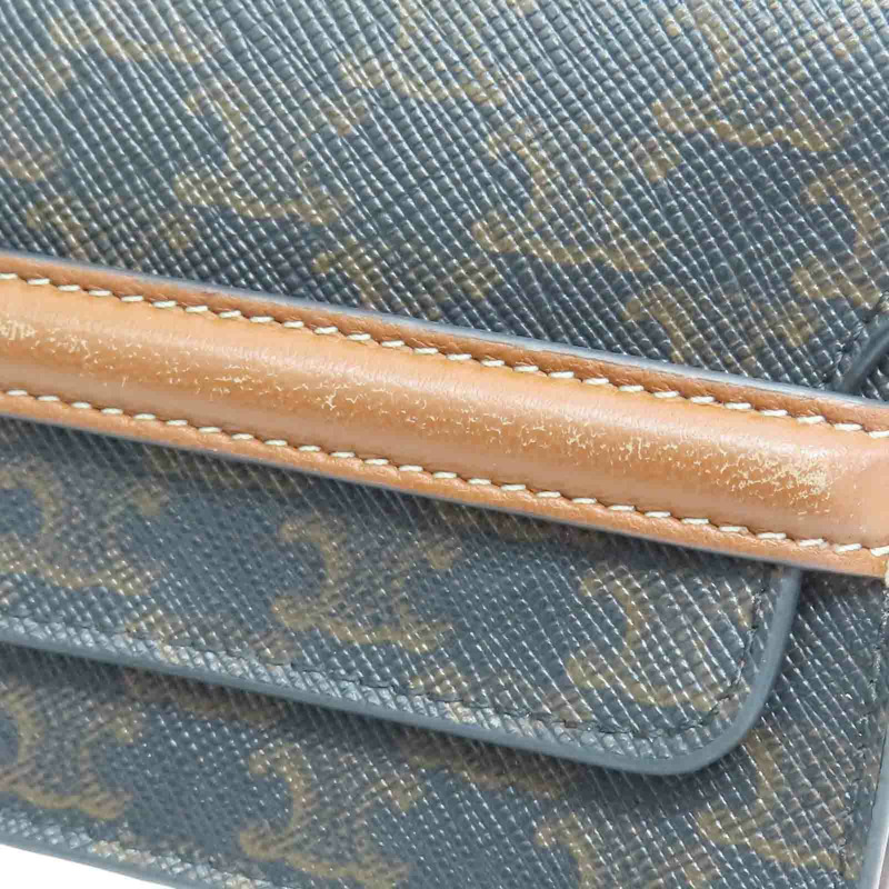 棕色 Triomphe 帆布 Origami 標誌印花 卡夾 名片夾【CELINE 賽琳】 10D902BZ9.04LU-14