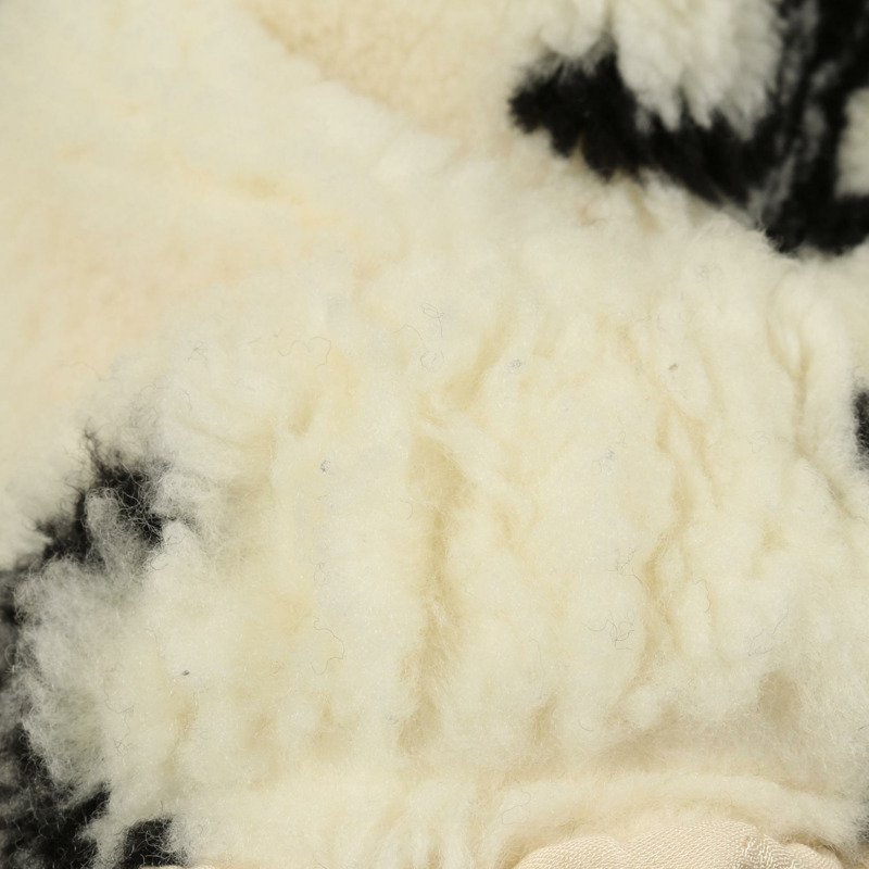 CELINE Triomphe 環保皮草拉鍊外套 2Y983389U 羊毛尼龍混紡 米色 黑色 二手 XS-5