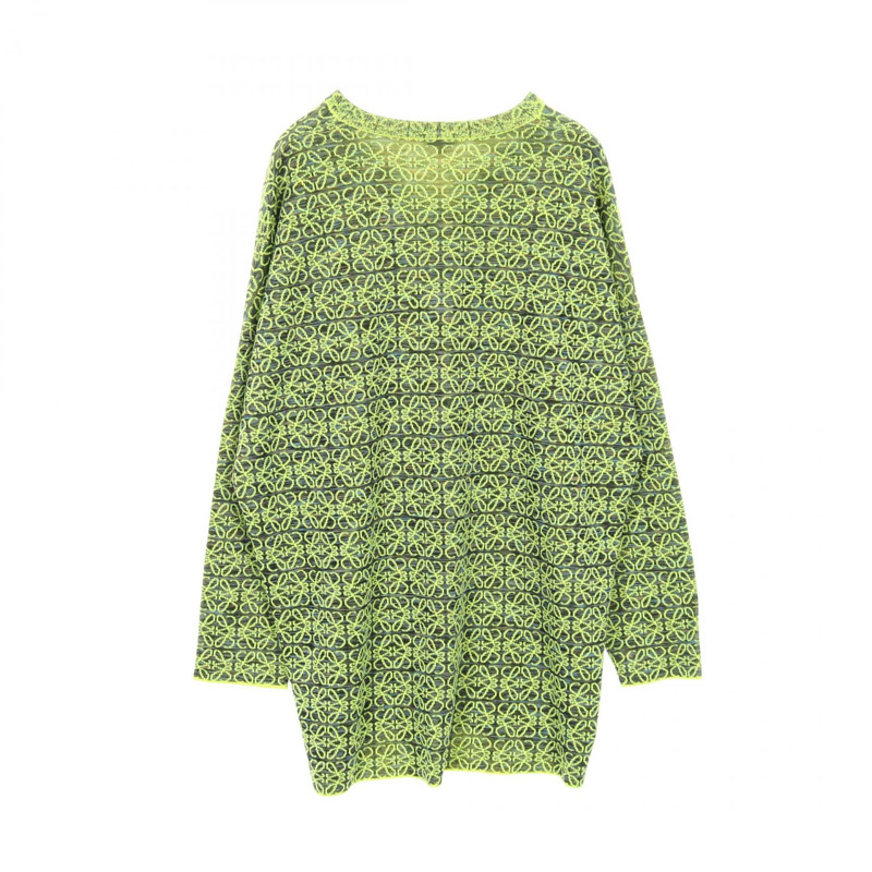 LOEWE Anagram Total Pattern 針織羊毛人造絲綠色海軍藍 #M 二手男款-1