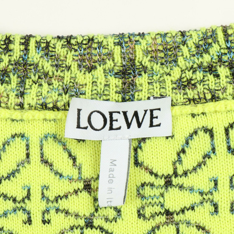 LOEWE Anagram Total Pattern 針織羊毛人造絲綠色海軍藍 #M 二手男款-2