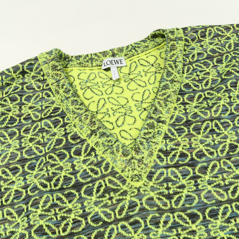 LOEWE Anagram Total Pattern 針織羊毛人造絲綠色海軍藍 #M 二手男款-4