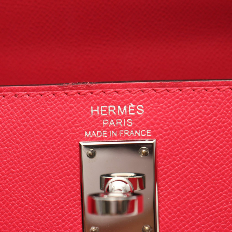 愛馬仕 Kelly 25 Verso 單肩手提包 U 型皮革 玫瑰紅/辣椒紅 SHW-3