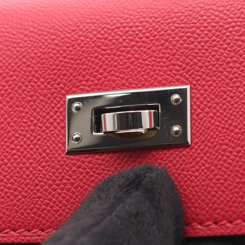 愛馬仕 Kelly 25 Verso 單肩手提包 U 型皮革 玫瑰紅/辣椒紅 SHW-10