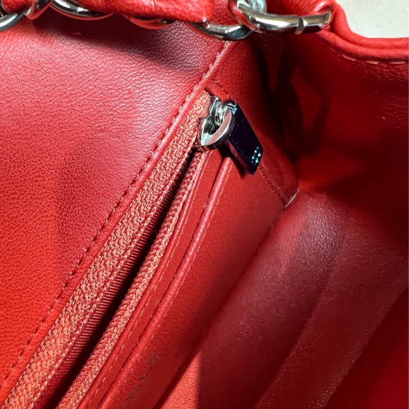 Chanel 經典 Mini Rectangular 20cm 亮橙紅銀鍊 (20系列/保卡雷標齊全/羊皮飽滿)-17