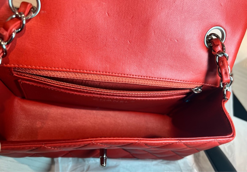 Chanel 經典 Mini Rectangular 20cm 亮橙紅銀鍊 (20系列/保卡雷標齊全/羊皮飽滿)-24