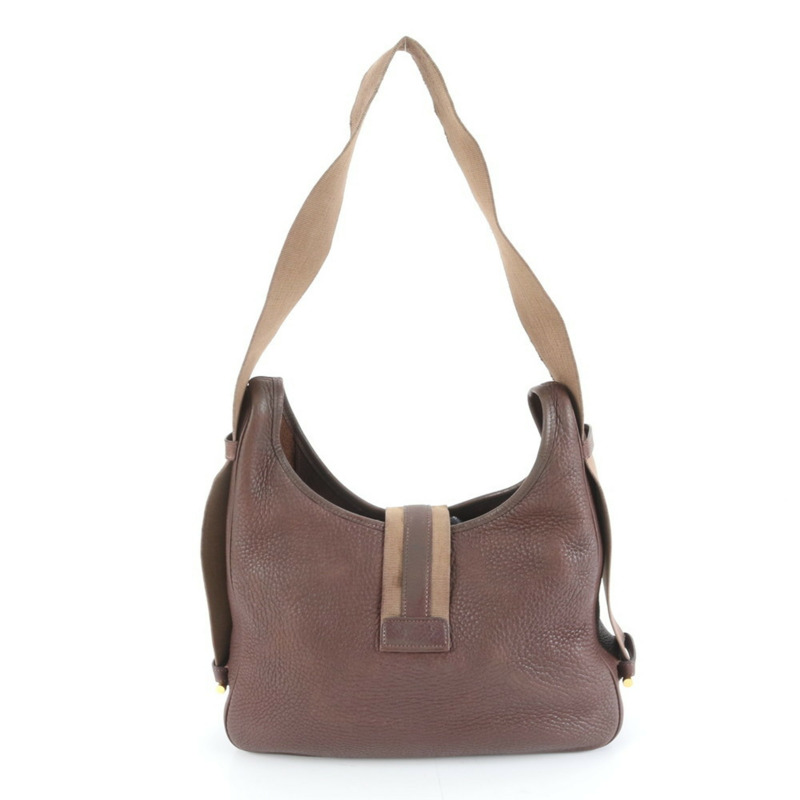 愛馬仕 Hermès Saco 皮革單肩包手提包 棕色 女士-2