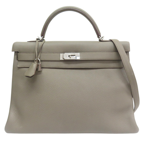 錫器灰 Togo牛皮 Kelly 40 凱莉包 手提包 口O刻 銀扣【HERMES 愛馬仕】