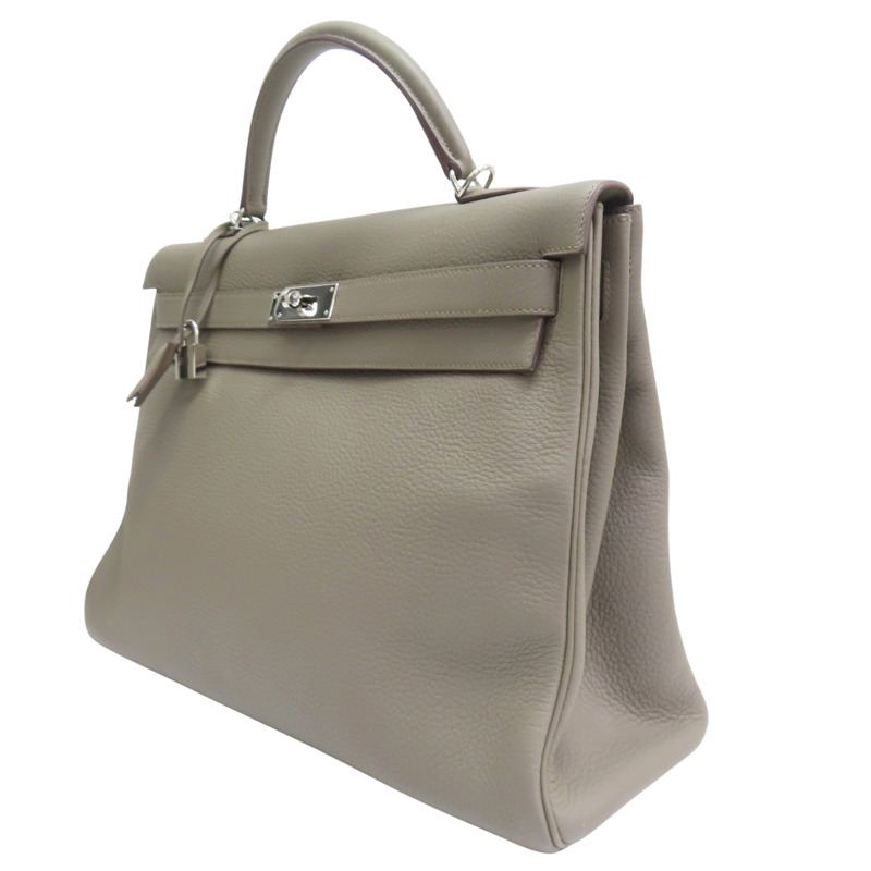 錫器灰 Togo牛皮 Kelly 40 凱莉包 手提包 口O刻 銀扣【HERMES 愛馬仕】-2