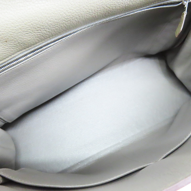 錫器灰 Togo牛皮 Kelly 40 凱莉包 手提包 口O刻 銀扣【HERMES 愛馬仕】-4