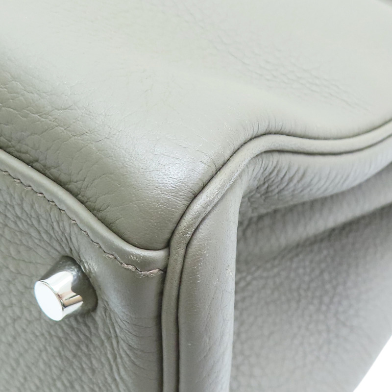 錫器灰 Togo牛皮 Kelly 40 凱莉包 手提包 口O刻 銀扣【HERMES 愛馬仕】-11