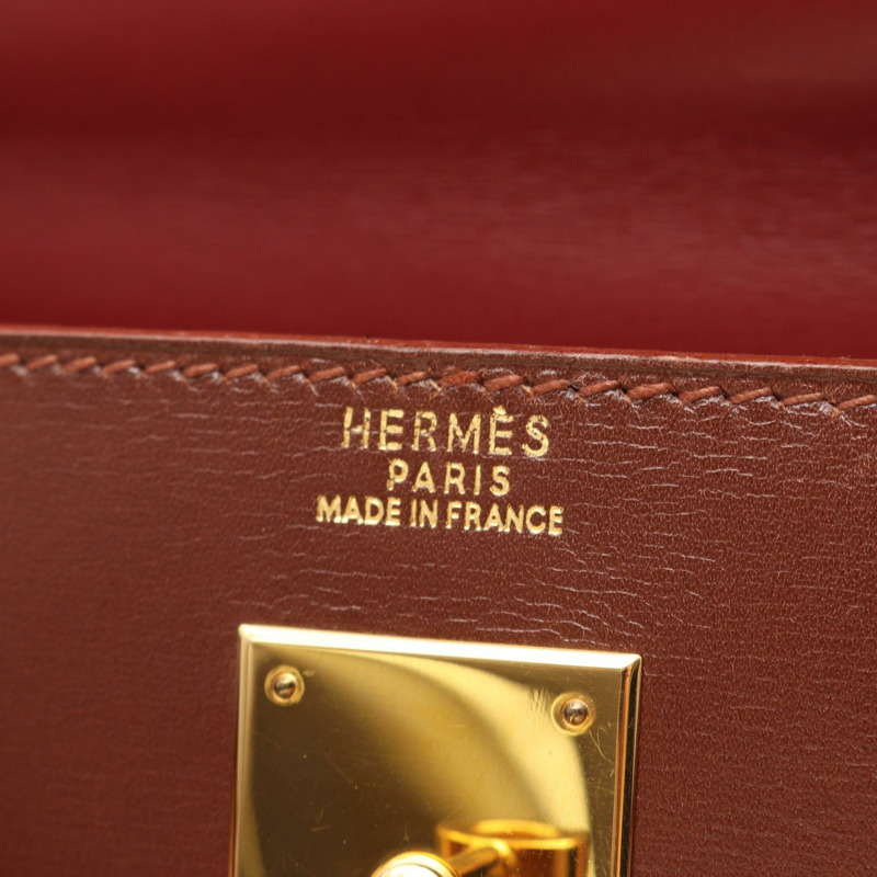 愛馬仕 Kelly 32 三色肩背包 Z 小牛皮 Brique Rouge H GHW 二手-3