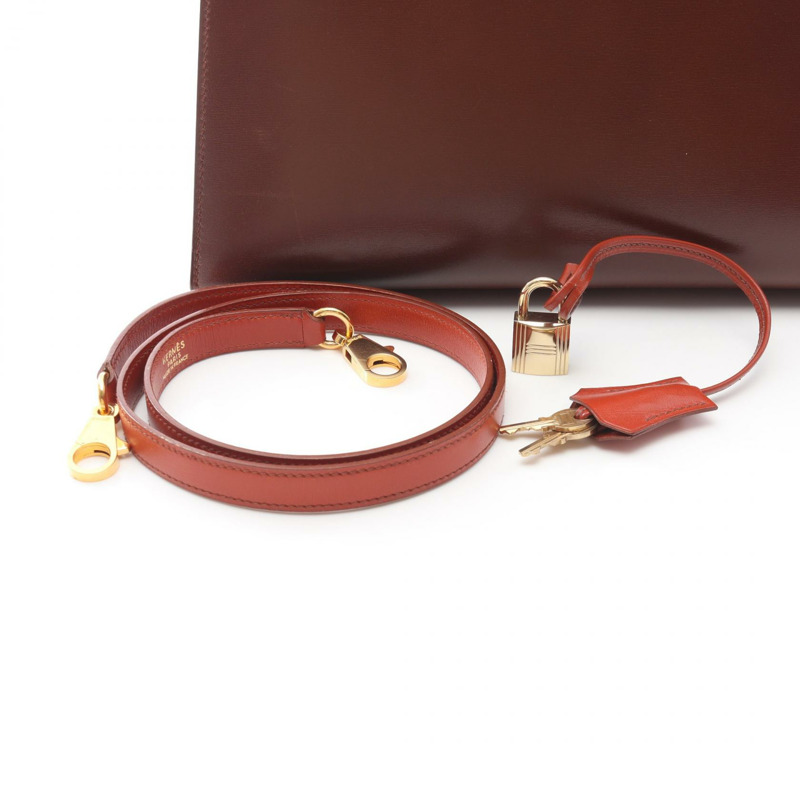 愛馬仕 Kelly 32 三色肩背包 Z 小牛皮 Brique Rouge H GHW 二手-5