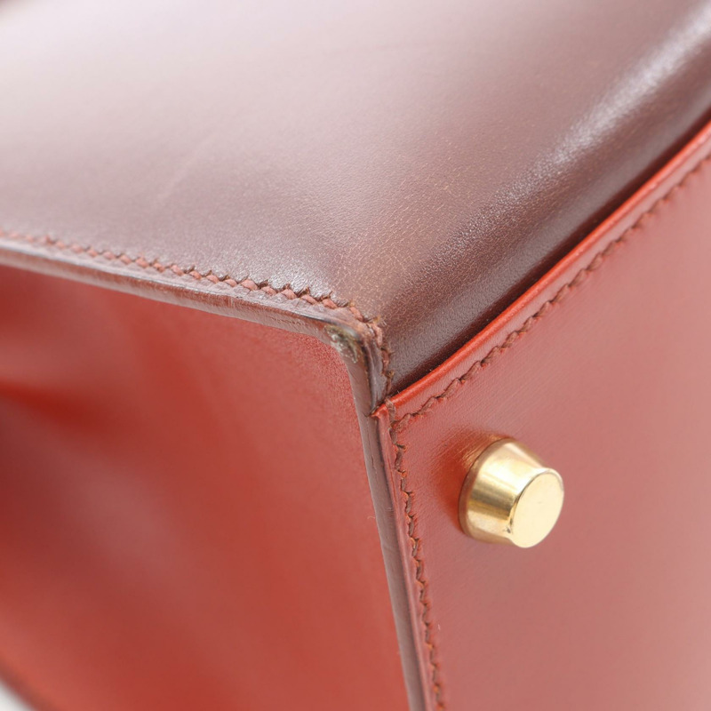 愛馬仕 Kelly 32 三色肩背包 Z 小牛皮 Brique Rouge H GHW 二手-6