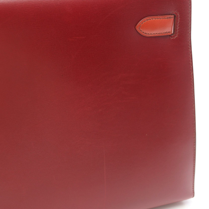 愛馬仕 Kelly 32 三色肩背包 Z 小牛皮 Brique Rouge H GHW 二手-8