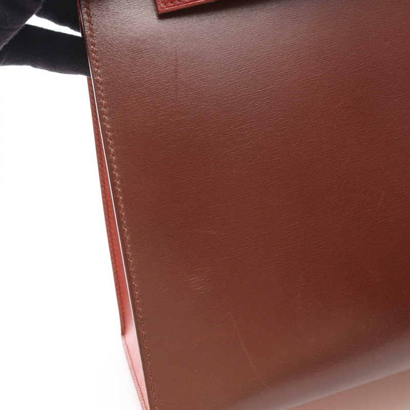 愛馬仕 Kelly 32 三色肩背包 Z 小牛皮 Brique Rouge H GHW 二手-11