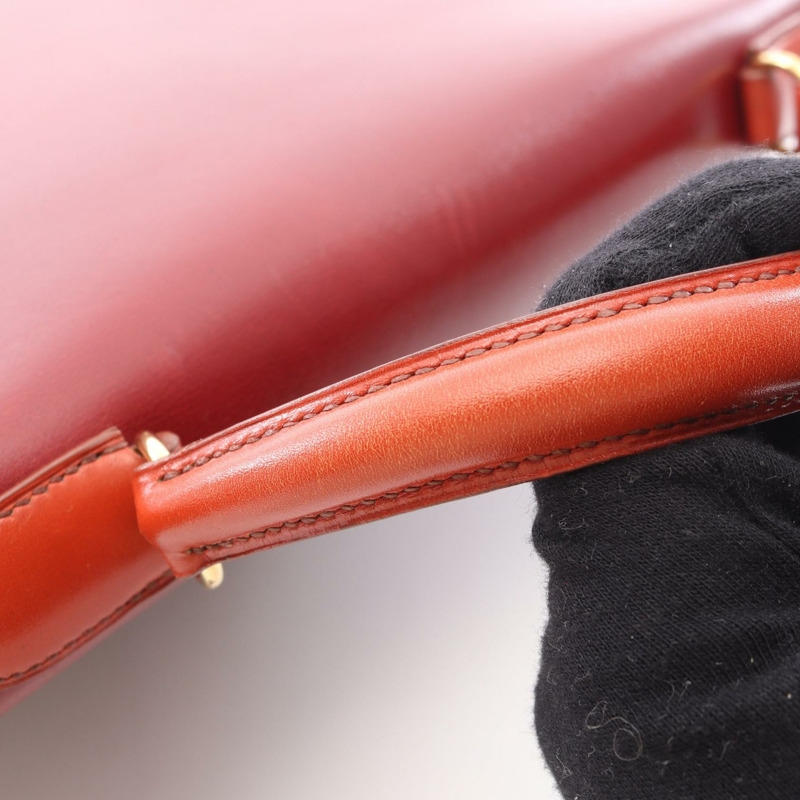 愛馬仕 Kelly 32 三色肩背包 Z 小牛皮 Brique Rouge H GHW 二手-14