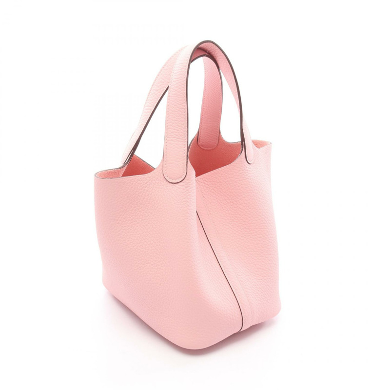 愛馬仕 Picotin Lock PM 手提包 K Clemence 皮革 粉紅色 SHW 玫瑰櫻花 二手-1