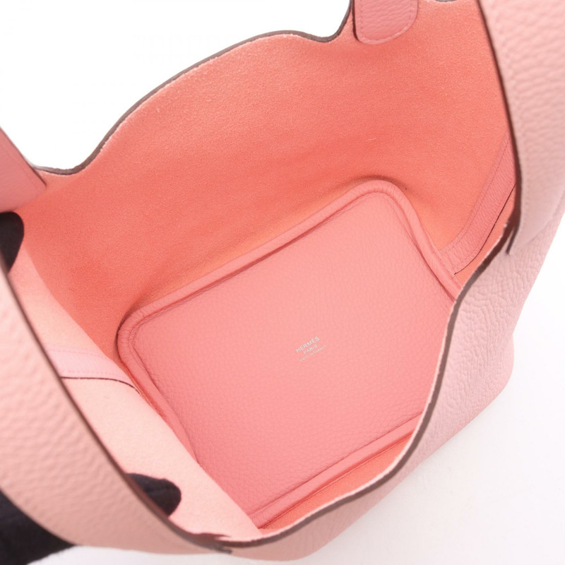 愛馬仕 Picotin Lock PM 手提包 K Clemence 皮革 粉紅色 SHW 玫瑰櫻花 二手-2