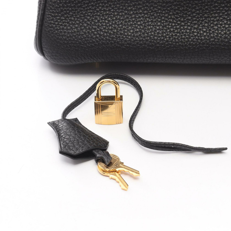 愛馬仕 Birkin 35 手提包 M 號 Togo 皮革 黑色 金色五金 二手 女士-5