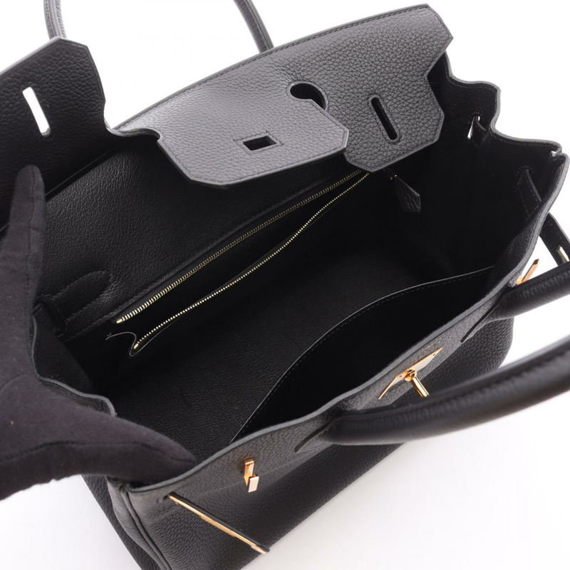 愛馬仕 Birkin 30 手提包 Z Togo 皮革 黑色 二手 女士 金色五金-2