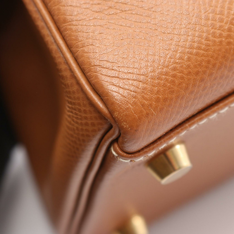 愛馬仕 Kelly 32 單肩手提包 Y 內縫 Courchevel 金色 二手 GHW-7