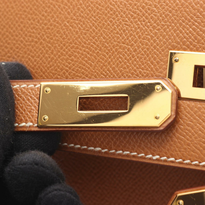 愛馬仕 Kelly 32 單肩手提包 Y 內縫 Courchevel 金色 二手 GHW-9