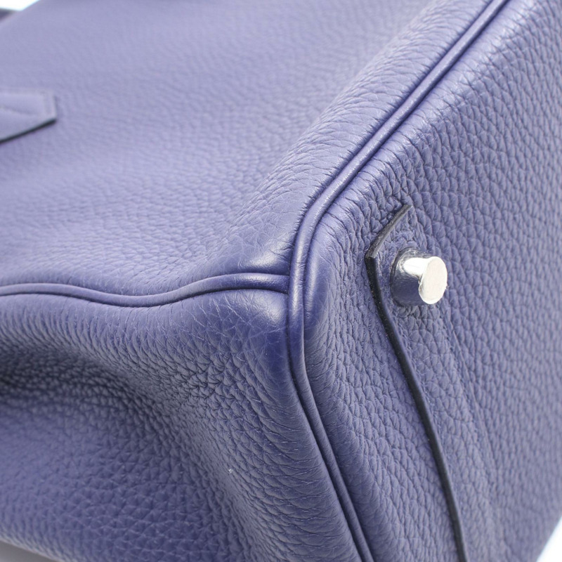 愛馬仕 Birkin 30 軍官手袋 D Togo Swift 皮革 藍色酒紅色 SHW-6