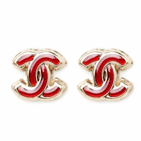 Chanel 紅琺瑯耳環