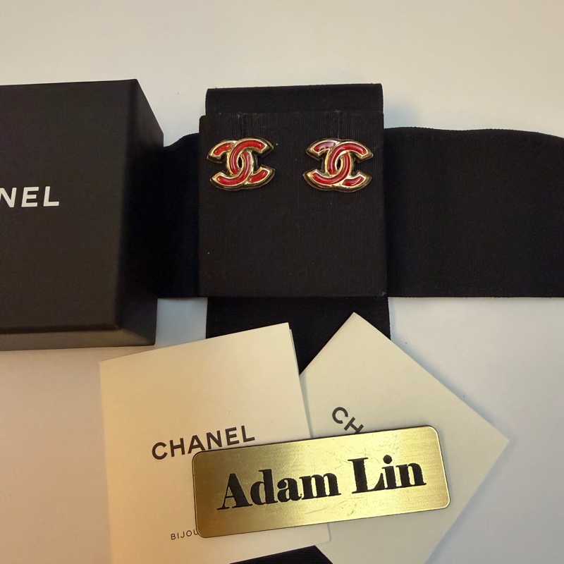 Chanel 紅琺瑯耳環-3