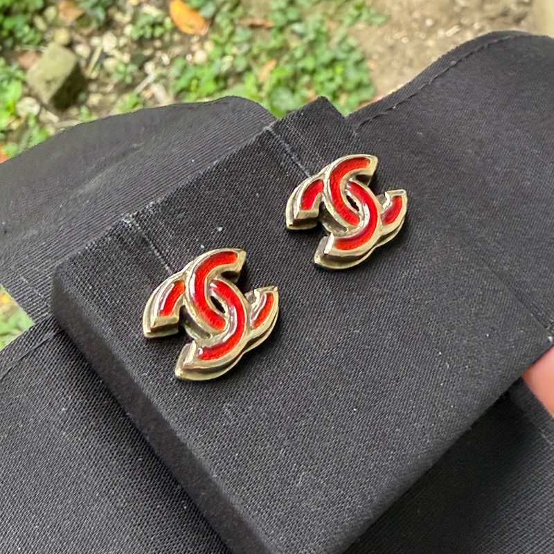 Chanel 紅琺瑯耳環-14