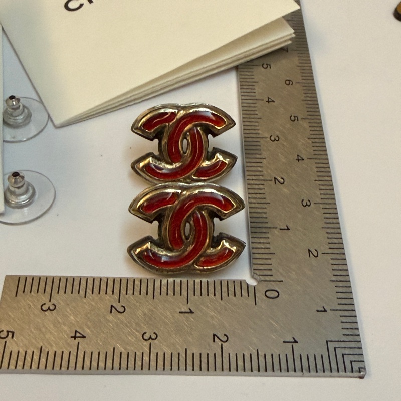 Chanel 紅琺瑯耳環-17