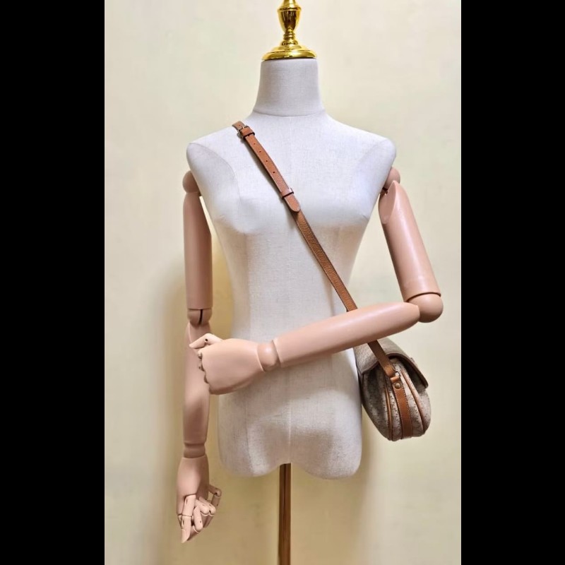 【LA LUNE】絕版中古包 Celine米色老花元寶包 斜背包 單肩包 側背包 古董包-5