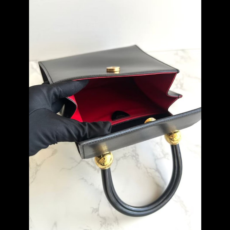 【LA LUNE】絕版中古包 Celine 雙星球黑色凱莉包 手提包 古董包 二手包 古著-4