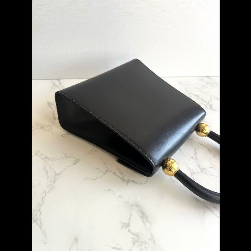 【LA LUNE】絕版中古包 Celine 雙星球黑色凱莉包 手提包 古董包 二手包 古著-5