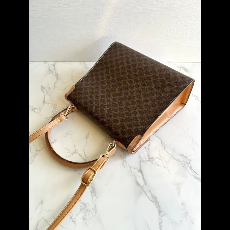 【LA LUNE】稀有款絕版中古包 Celine咖啡色老花小號凱莉 斜背包 單肩包 側背包古董-6