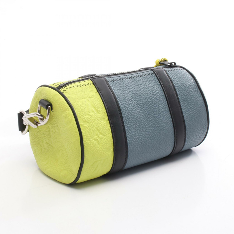 路易威登 Polochon 單肩斜背包 M59927 皮革 藍色 黃色 二手 LV-1