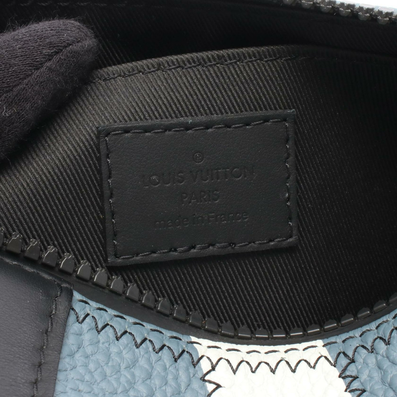 路易威登 Polochon 單肩斜背包 M59927 皮革 藍色 黃色 二手 LV-3