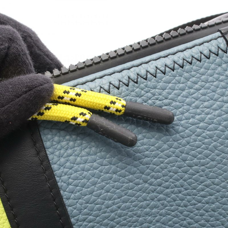 路易威登 Polochon 單肩斜背包 M59927 皮革 藍色 黃色 二手 LV-4